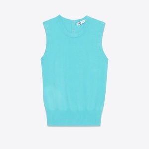 Zara Sleeveless Turquoise Knit Top Medium